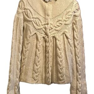 Cozy Cream Cable Cashmere Knit Sweater Sz M